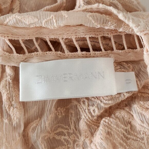 Zimmermann Henna Floating Sheer Fringe Blouse Top Rose Pink Size 0 XS b180e - Picture 7 of 7